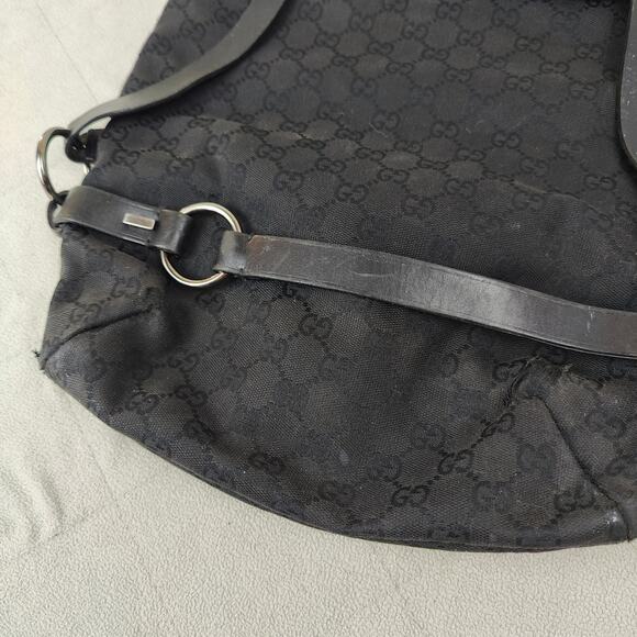 Gucci Black Monogram Shoulder Bag Black Canvas Leather Horsebit Bondage Tote - Picture 2 of 14